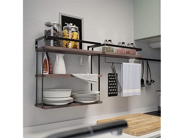 Wall Mounted Floating Shelves, 3+1 Tier