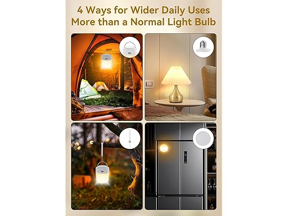 Minetom E26 Rechargeable Light Bulbs 4 Pack