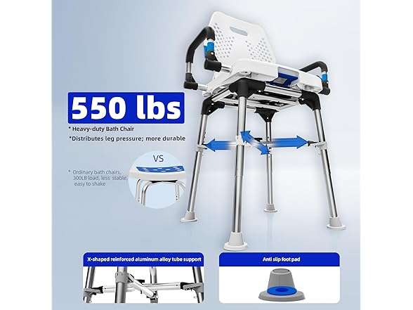 Swive Shower Chair with Arms and Back