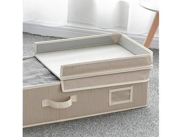 Sukkiri Homu Under Bed Fabric Zipper Blanket Storage Container  Clay