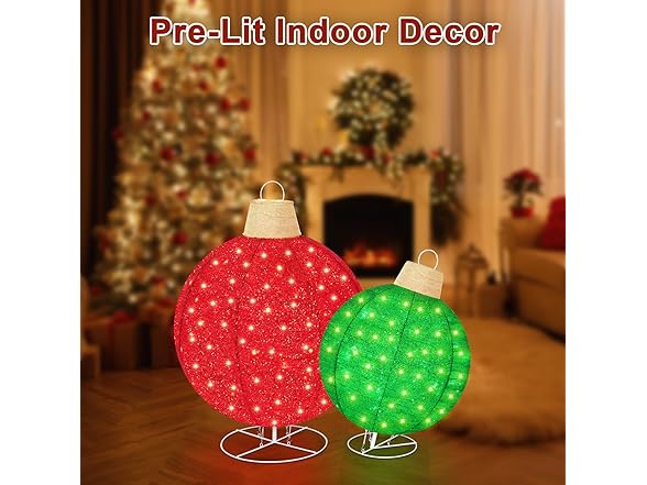 2Pcs Lighted Pop-Up Outdoor Christmas Ornaments Set, 35 Inch