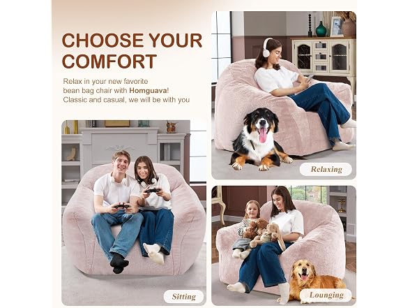 Homguava Pink Giant Bean Bag Chair