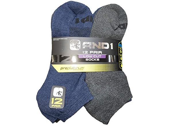 AND1 Assorted Colors 12 Pair ProPlatinum