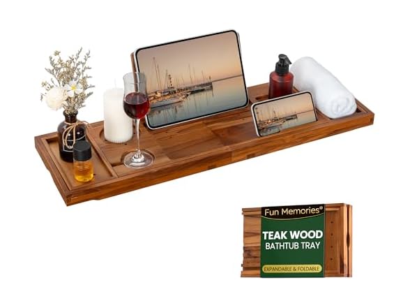 Fun Memories Teak Bathtub Tray - Luxury Bath Tray