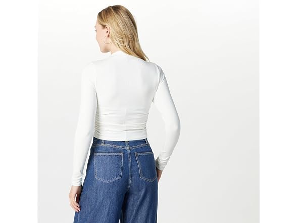 The Drop Women (XXS) Ebony Mock Neck Long Top