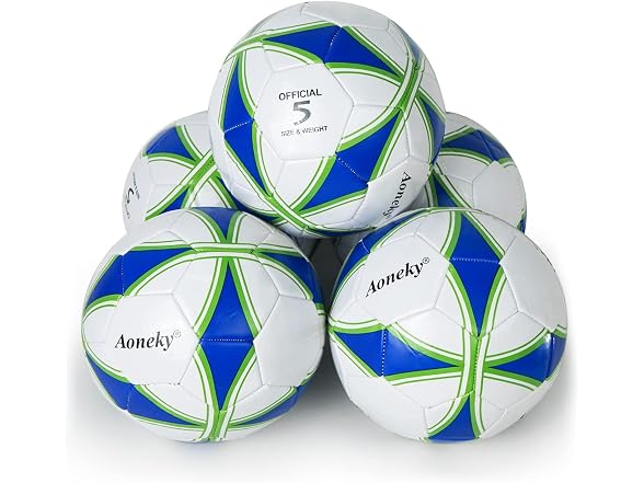 Aoneky 5 Pack Soccer Ball with Pump