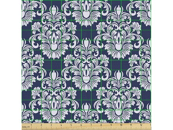 Ambesonne Damask Fabric by The Yard, Abstract Floral