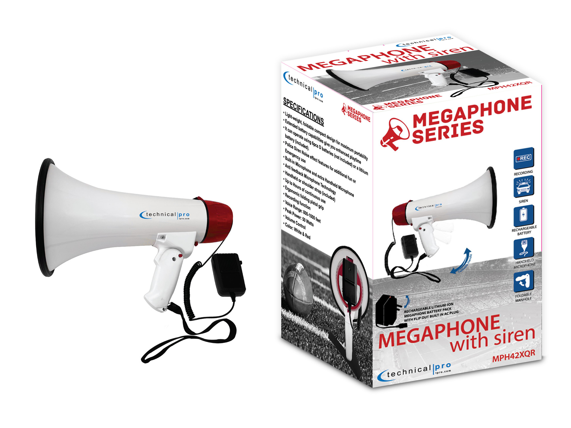 Rechargable Megaphone with Handheld Mic - Gallery 4