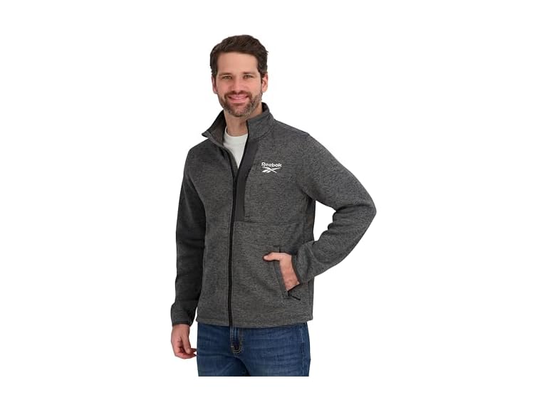Reebok Men Mock Neck Zip-up Sweater Fleece Jacket - Gallery 11