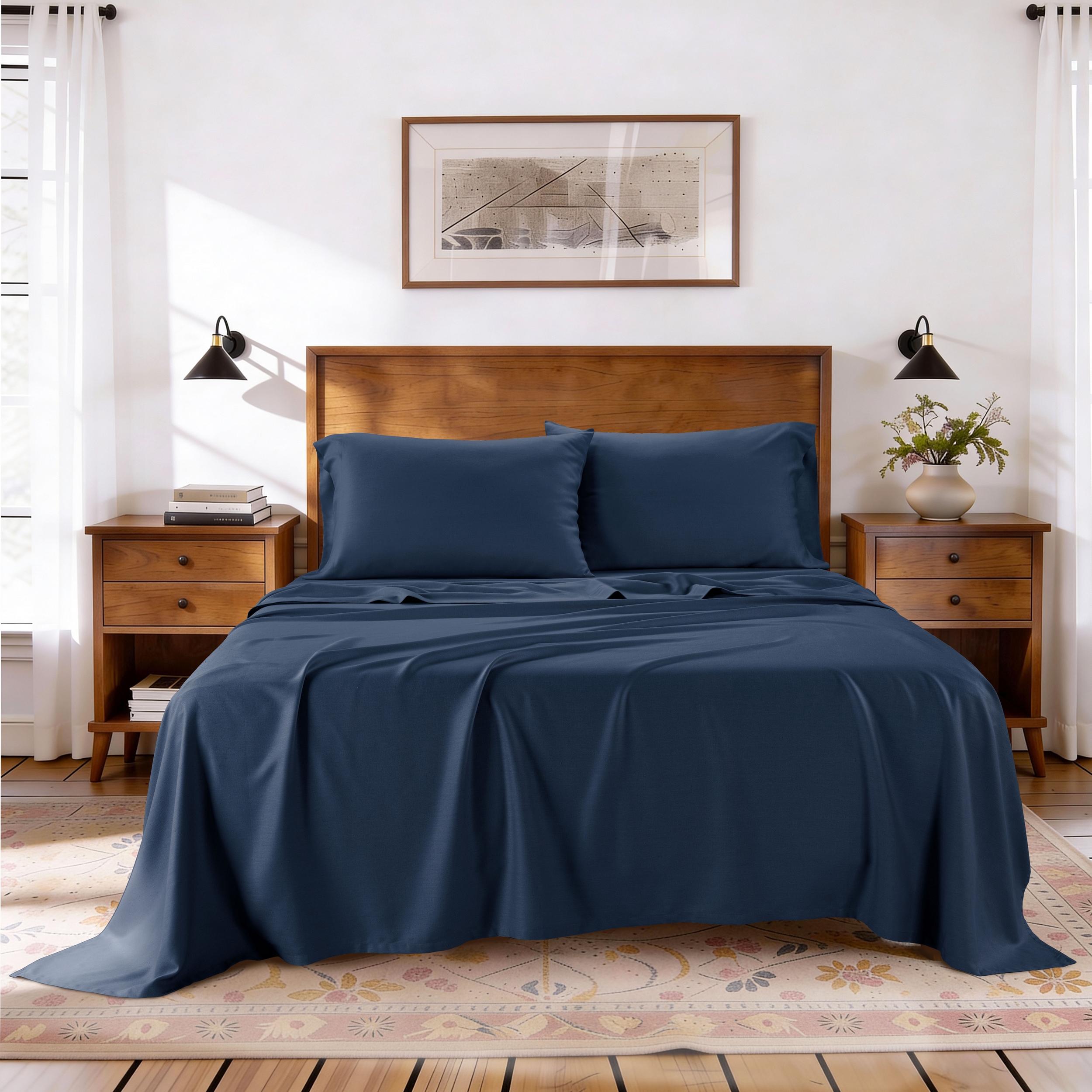 Kathy Ireland Lyocell & Linen Cotton 4PC Sheet Set - Gallery 24