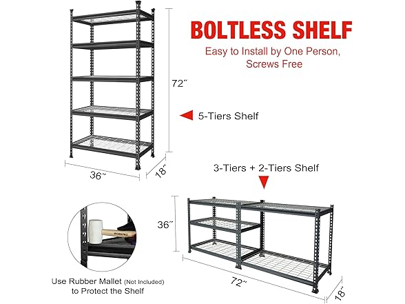 WORKPRO 5-Tier Metal Garage Shelf 36x18