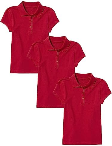 3PK Girls S/S Stretch Pique Polo Shirt