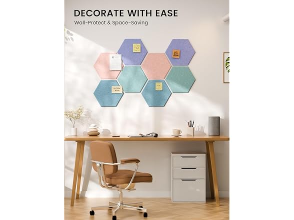 Fluxynara 8 Pack Hexagon Felt Bulletin Board Tiles