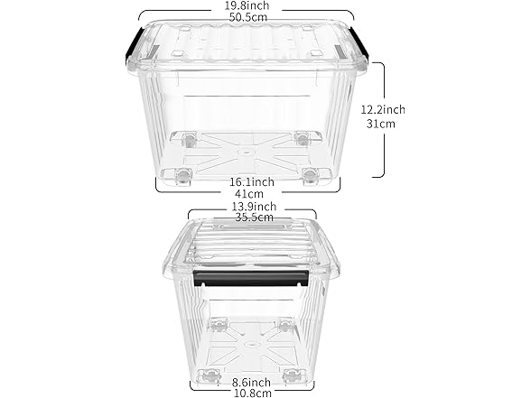 Cetomo 40Qt Plastic Storage Bins, Pack of 6