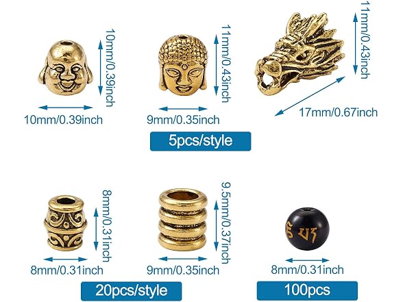 Pandahall 155pcs 8mm Buddhist Feng Shui Beads