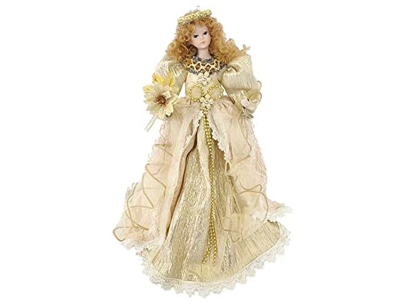 Santa's Workshop Cream Angel Tree Topper Beige