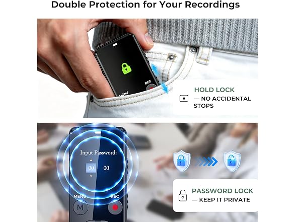 EVISTR Digital Voice Recorder 128GB AI