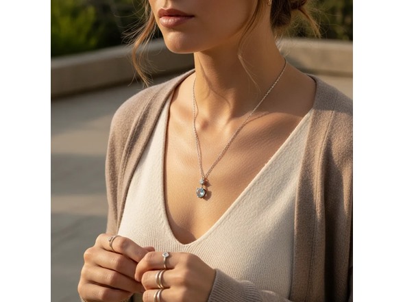 Heart Cut Aqua Moissanite Necklace