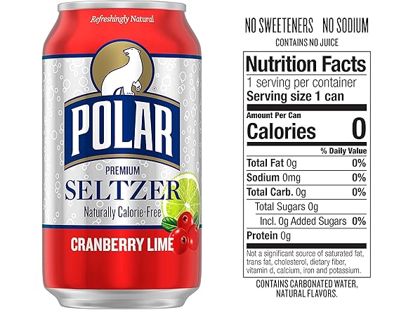 18PK Polar Seltzer Water Cranberry Lime, 12 fl oz