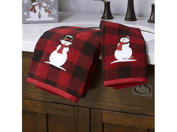 Woodland Winter Snowman Hand Towels