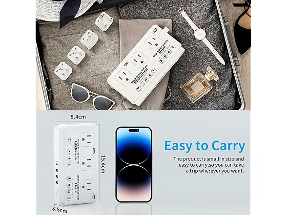 Kruuue 220v to 110v Voltage Converter Powerstrip