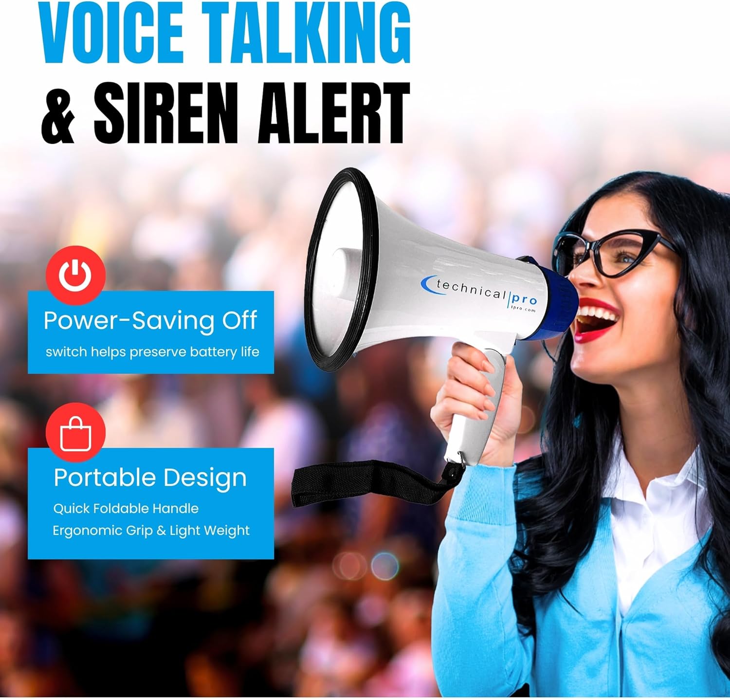 Megaphone with Siren & Foldable Handle - Gallery 21