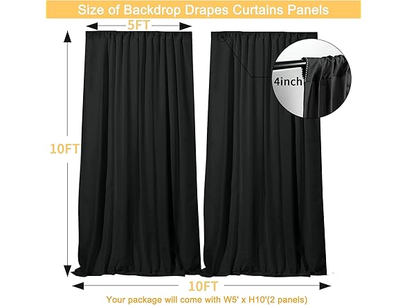 Gallety 10FT x 10F Black Backdrop