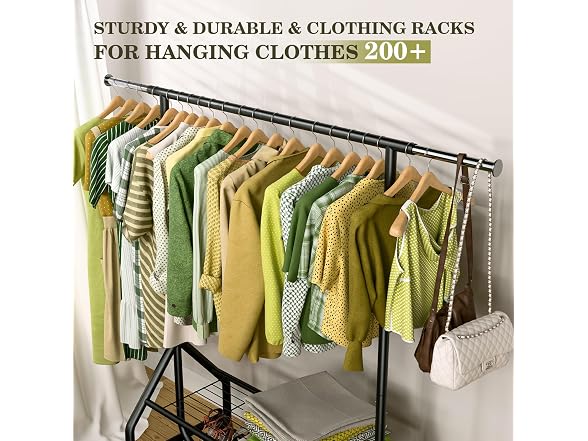 Holiwei Clothes Rack with 2 Shelves