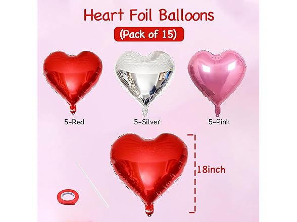 Upgraded Pink Silver and Red Balloons 