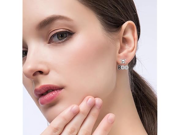 Sterling Silver Skull Boo Post Earrings