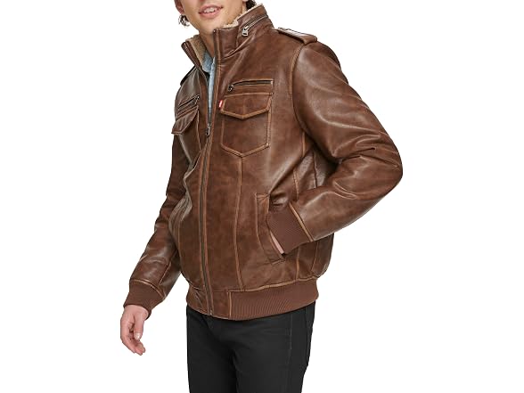 Levi's Men's (2XL) Men's Faux Leather Aviator Bomb