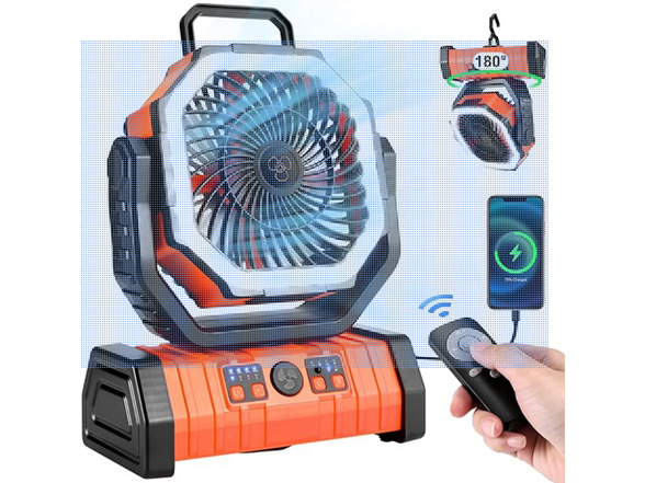 30000mAh Camping Fan with LED Lantern
