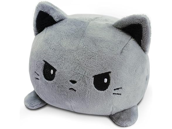TeeTurtle - The Original Reversible Cat Plushie - Gray Catzilla