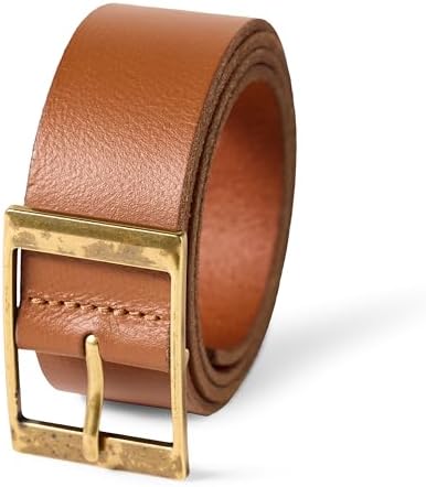 Amazon Essentials Men's Distressed Leather Belt, Tan, 30
