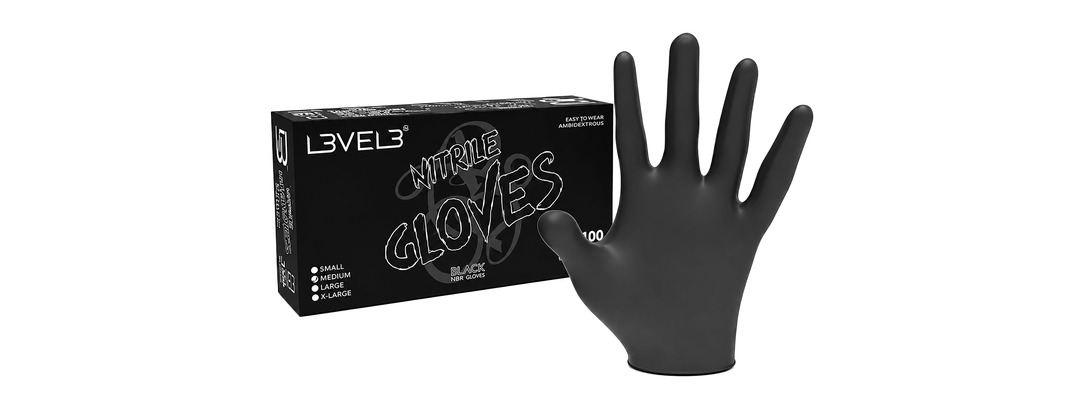 Level 3 Pro Nitrile Gloves, Black, Large 100pc - Gallery 2