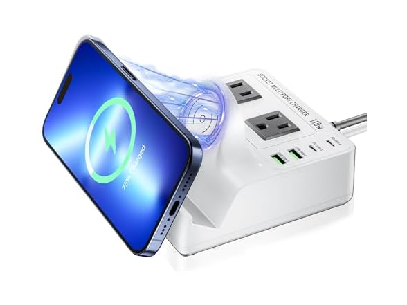 TOPOINT 7 in 1 Power Strip with Wireless Charger