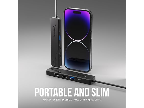SABRENT USB-C Hub 4K@60Hz HDMI 100W PD