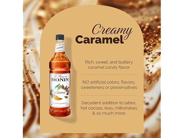 Monin | Caramel Syrup for 33.8 fl oz