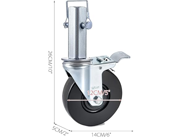 4 Pack 5Inch Scaffolding Rubber Swivel Caster