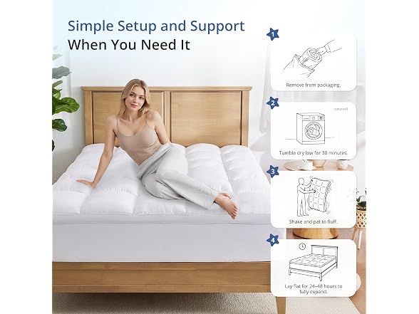 EGOHOME Queen Size Mattress Topper - Comfort Pillow Top Mattress Pad