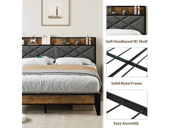 GAOMON Queen Metal Bed, Charging