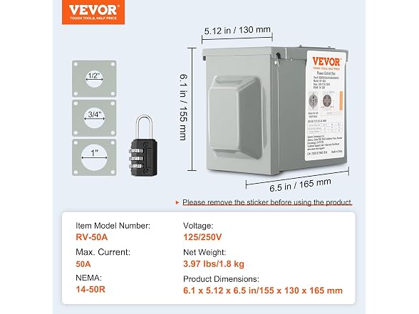 VEVOR 50 Amp RV Power Outlet Box
