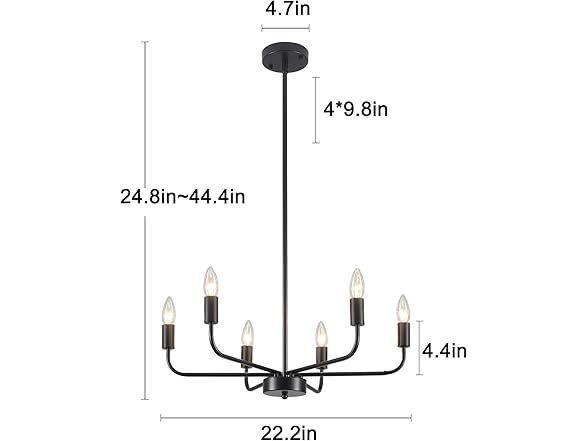 6-Light Industrial Black Chandelier