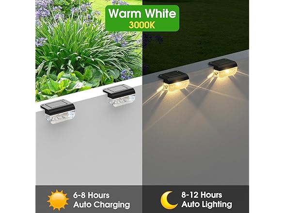 Warm White Solar Deck Lights 8 Pck