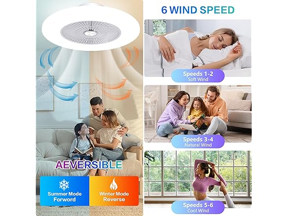Voice Control Low Profile Ceiling Fan RGB