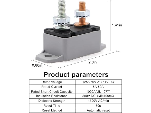 20A DC Circuit Breaker 12V-48V