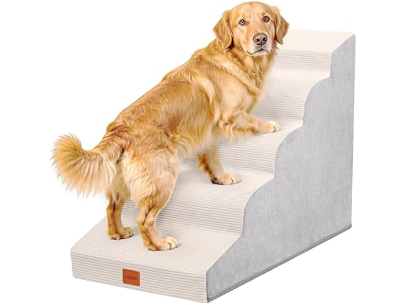 NAPWAYS Dog Stairs for Small Dogs and Cats, 22.6" H, 5-Step