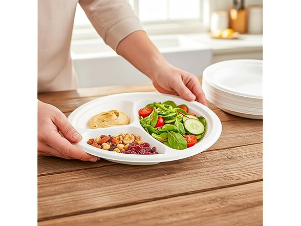 Sugarcane Compartment Plates 10" 100ct