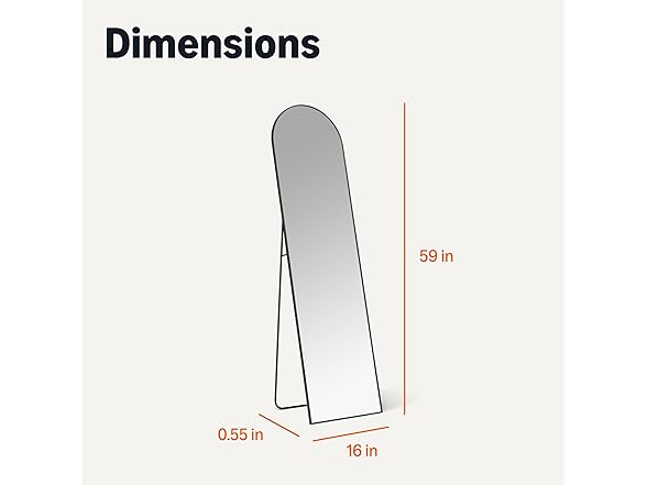 Amazon Basics Full Length Floor Mirror, 59" x 16", Black