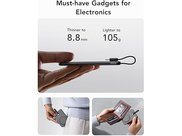 VEEKTOMX 5000mAh Slim Charger with Built-in Cable